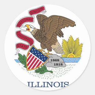 Sticker with Flag of Illinois