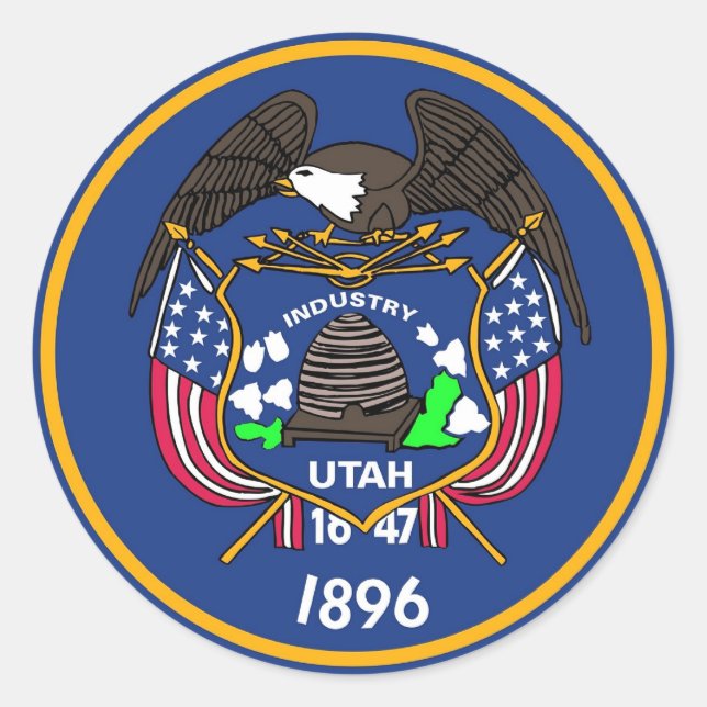 Sticker with Flag of Utah. (Front)