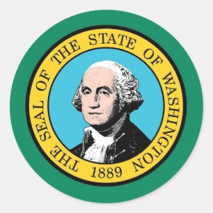 Sticker with Flag of Washington