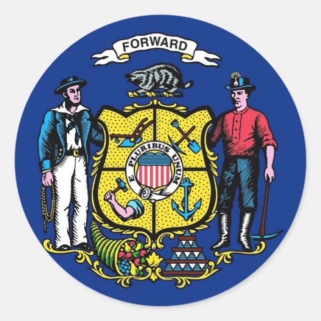 Sticker with Flag of Wisconsin (Front)