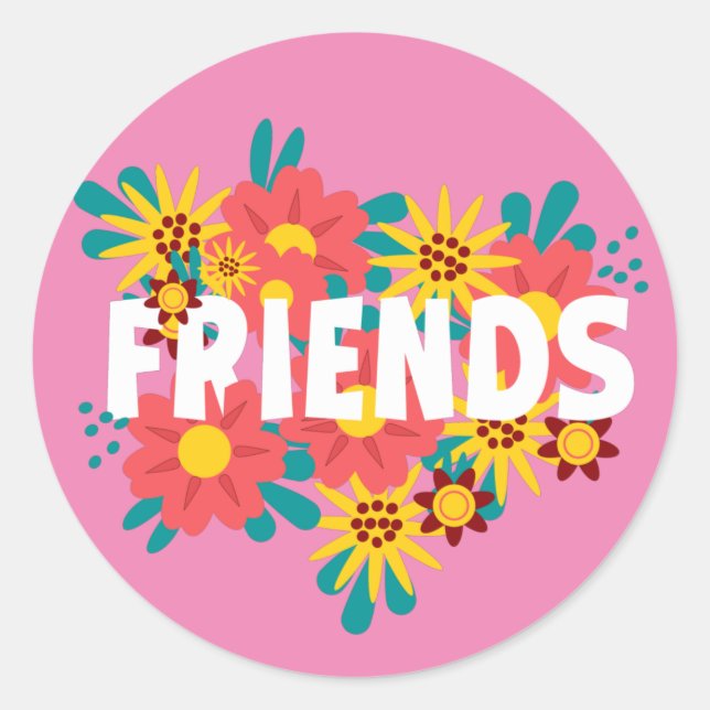 Sticker with floral friendship design (Front)