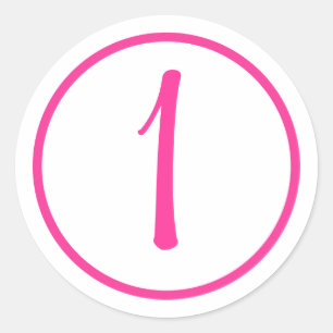 Sticker with Pink Number and Border