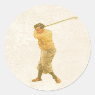 Sticker with Vintage Golf Player