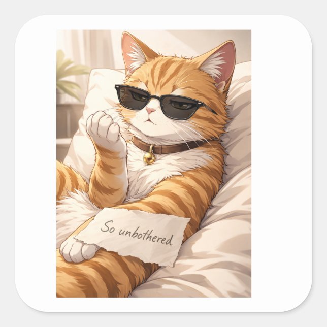 StickerFAFO – So Unbothered Cat Square Sticker (Front)