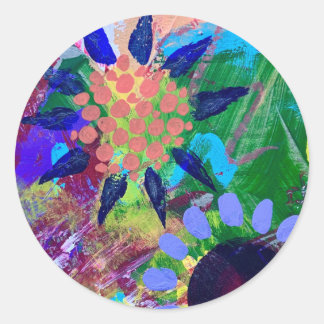 Stickers and Seals in Abstract Flowers Design
