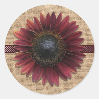 Stickers - Burlap and Bordeaux Sunflower