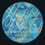 Stickers Colourfully Gold Happy Chanukah Round<br><div class="desc">"Colourfully, Gold, Happy Chanukah" Stickers Round. Have fun using these stickers as cake toppers, gift tags, favour bag closures, or whatever rocks your festivities! Design element, "Happy Chanukah" can be moved, resized and deleted. Personalise by deleting text, "with the Steinbergs" and adding your own words, using your favourite font style,...</div>