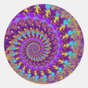 Stickers - Crazy Fractal Purple terquoise yellow