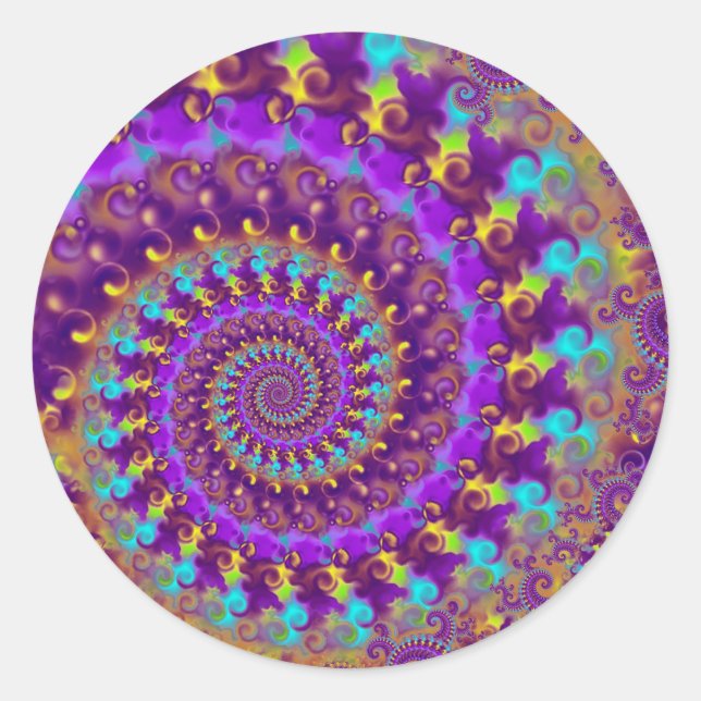 Stickers - Crazy Fractal Purple terquoise yellow (Front)