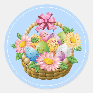 Stickers-Easter Basket Classic Round Sticker