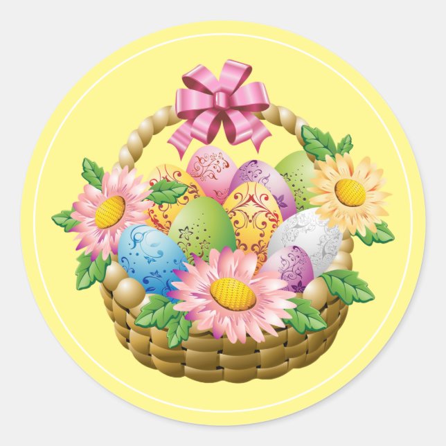 Stickers-Easter Basket Classic Round Sticker (Front)