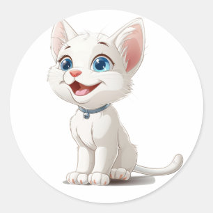 Stickers for Cat Lovers Cute White Cat 