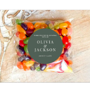 Stickers For Wedding Candy Cookies Bag Dusky Green