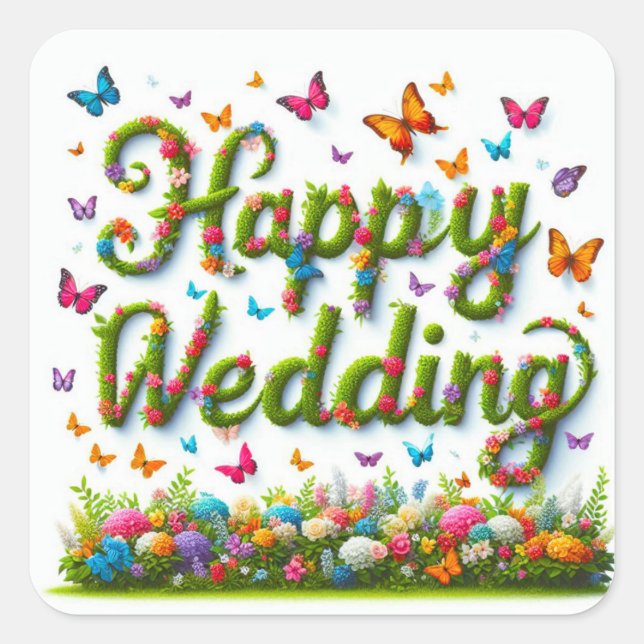 Stickers Happy Wedding  (Front)