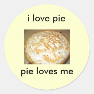 stickers, i love pie, pie loves me classic round sticker