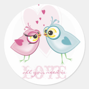 STICKERS :: love birds - all you need is LOVE...