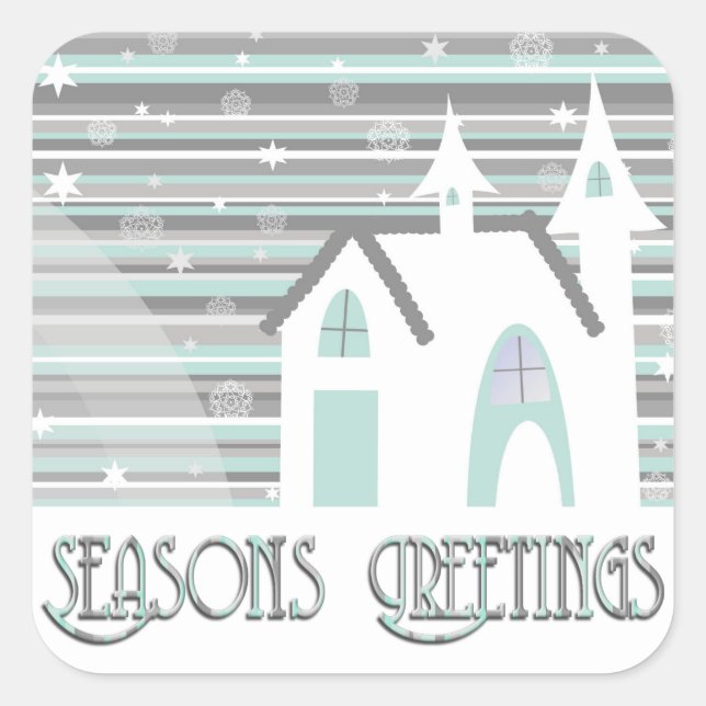 Stickers - Mint & Grey Wintry Scene (Front)