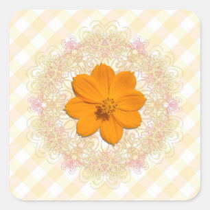 Stickers - Orange Cosmos on Lace & Lattice