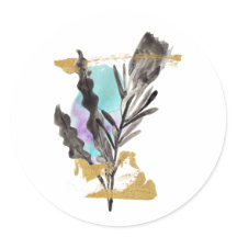 Stickers pack with Protea flower and gold element