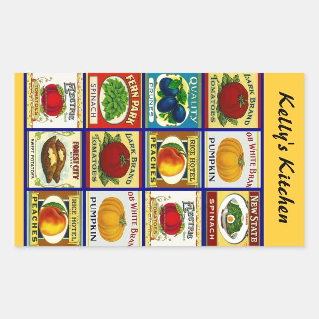 Stickers Personalised vintage Can-Labels Kitchen (Front)