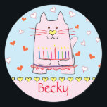 Stickers Pink Cat Ballerina Chanukah Round<br><div class="desc">"Pink Cat Ballerina, Happy Chanukah" Stickers Round. Have fun using these stickers as cake toppers, gift tags, favour bag closures, or whatever rocks your festivities! Personalise by deleting text and adding your own words, using your favourite font style, size, and colour. Thanks for stopping and shopping by! Your business is...</div>