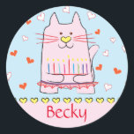 Stickers Pink Cat Ballerina Chanukah Round<br><div class="desc">"Pink Cat Ballerina, Happy Chanukah" Stickers Round. Have fun using these stickers as cake toppers, gift tags, favour bag closures, or whatever rocks your festivities! Personalise by deleting text and adding your own words, using your favourite font style, size, and colour. Thanks for stopping and shopping by! Your business is...</div>