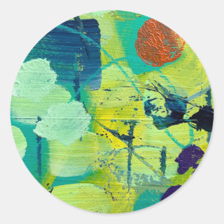 Stickers/Seals in Open Meadow/Fenceposts Design Classic Round Sticker