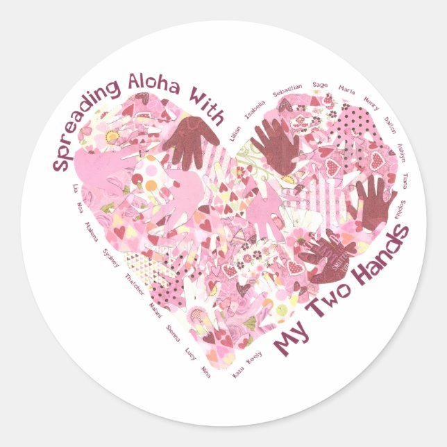 Stickers: Spreading Aloha (per sheet of 20) Classic Round Sticker (Front)