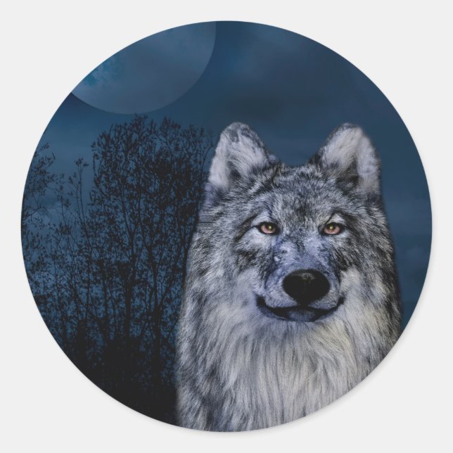 Stickers with a grey and white wolf (Front)