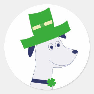 Stickers with St. Patrick's Day dog and clover