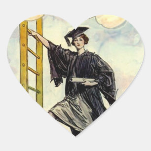 STICKERSGraduation Lady Ladder of Success Heart Sticker