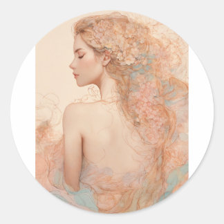 StickerWhimsy in Bloom" Classic Round Sticker