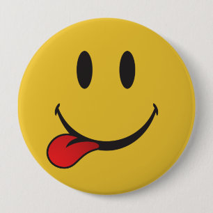 Sticking out tongue emoji 10 cm round badge