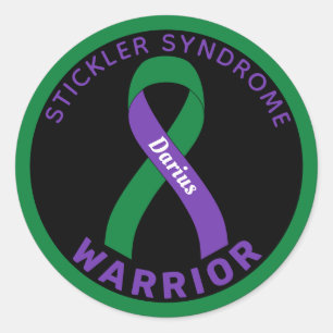 Stickler Syndrome Warrior Ribbon Black Classic Round Sticker