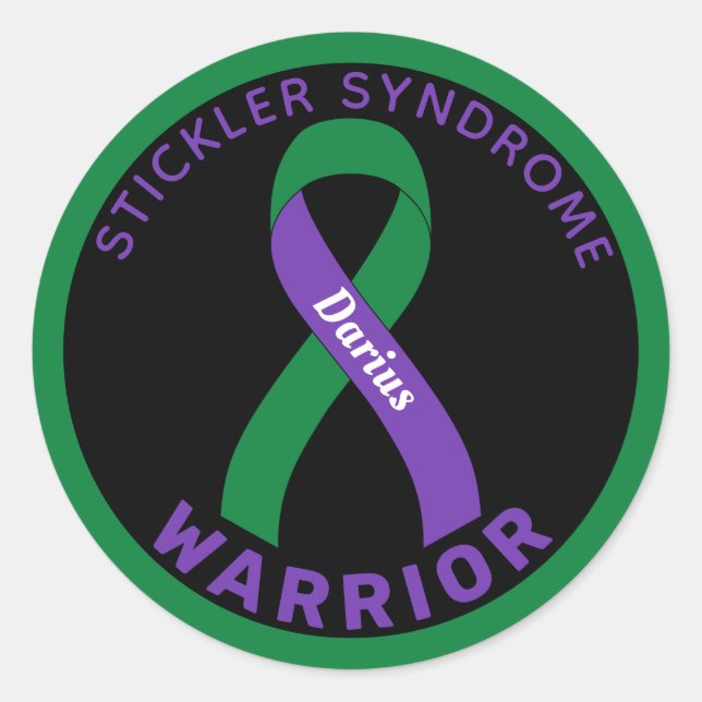 Stickler Syndrome Warrior Ribbon Black Classic Round Sticker (Front)