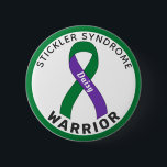 Stickler Syndrome Warrior Ribbon White Button<br><div class="desc">Stickler Syndrome Warrior Ribbon Black Button for awareness and support for people with stickler syndrome.</div>
