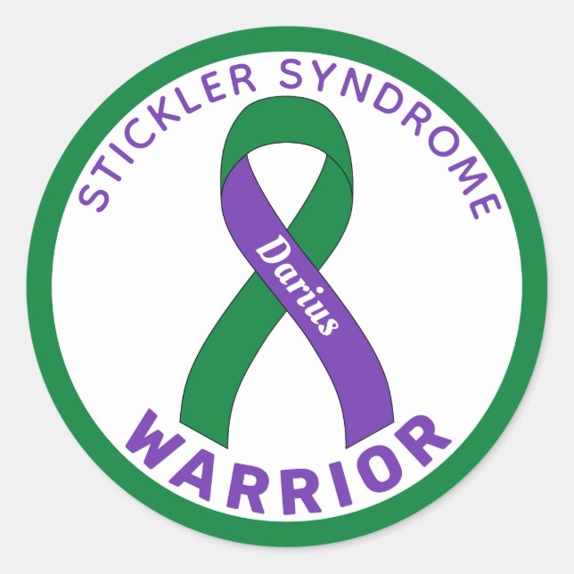 Stickler Syndrome Warrior Ribbon White Classic Round Sticker (Front)