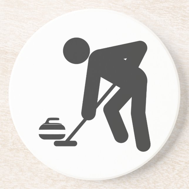 Stickman curling sweeper coaster (Front)