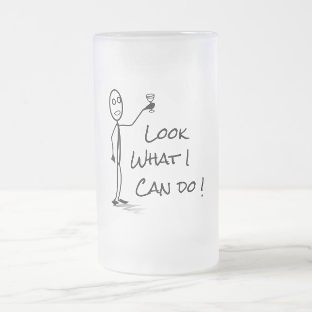 Stickman drinking beer funny frosted glass beer mug (Center)