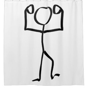 Stickman Figure Winner Illustration, One Line Art Shower Curtain