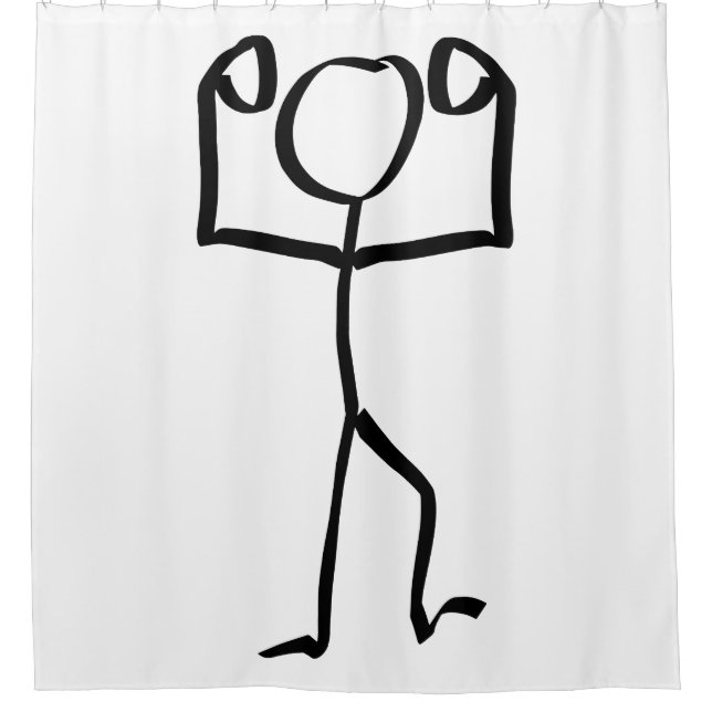 Stickman Figure Winner Illustration, One Line Art Shower Curtain (Front)