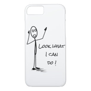 Stickman funny on phone Black white Case-Mate iPhone Case
