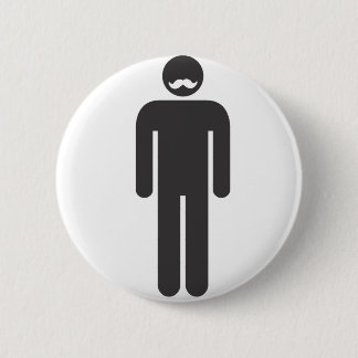 Stickman Moustache 6 Cm Round Badge