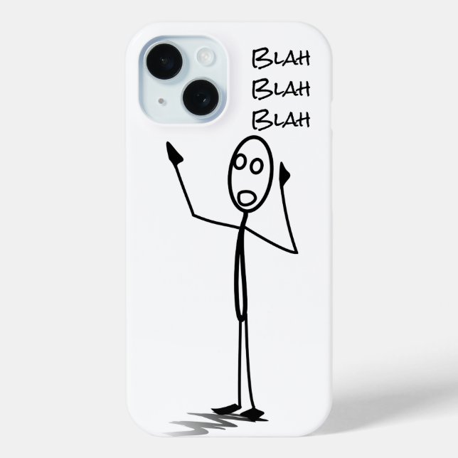 Stickman on phone funny Black and white blah blah Case-Mate iPhone Case (Back)