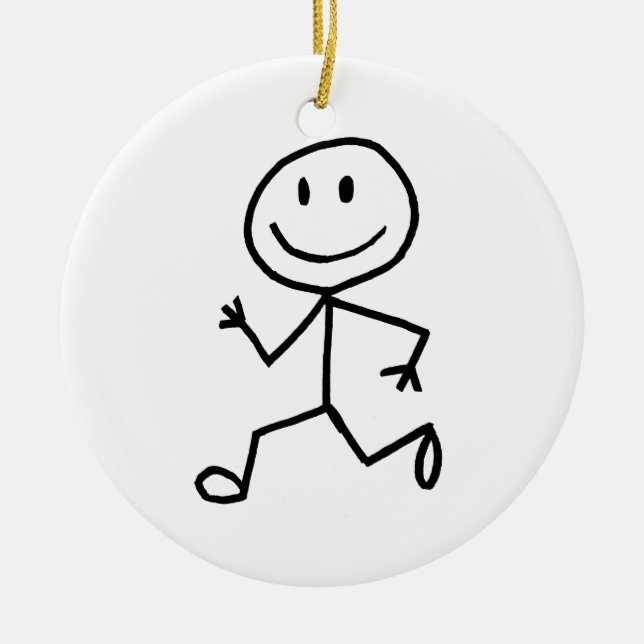 Stickman Runner Ceramic Tree Decoration (Front)