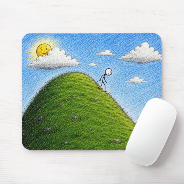 Stickman Walking Downhill Mouse Pad (With Mouse)