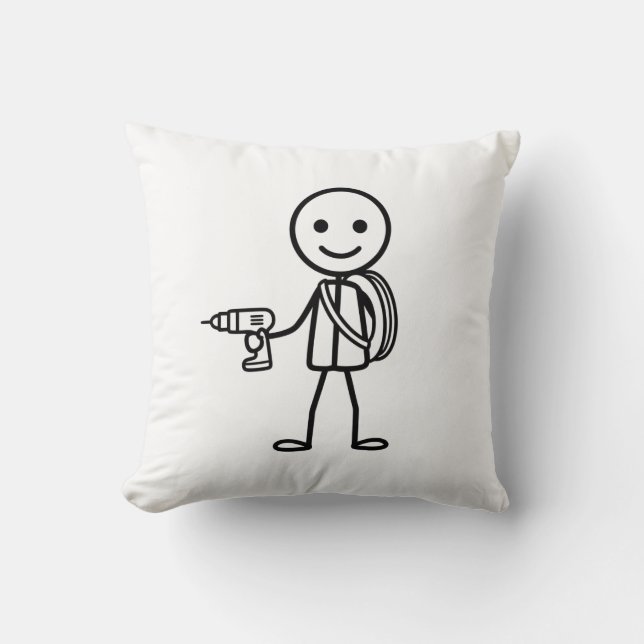 Stickmen At Work - The Electrician Cushion (Front)