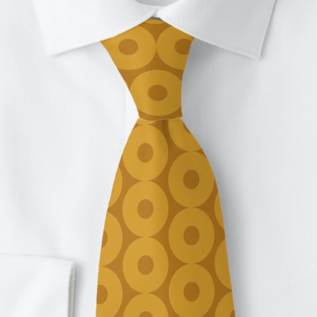 Sticky Doughnut Shaped Circles. Mens Neck Tie (Close up)