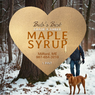 Sticky drip Grunge Label MAPLE SYRUP on Heart