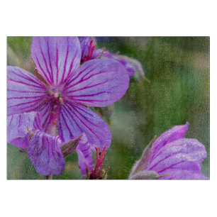 Sticky geranium wildflowers cutting board